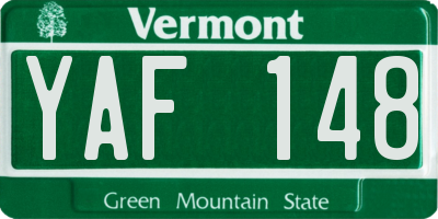 VT license plate YAF148