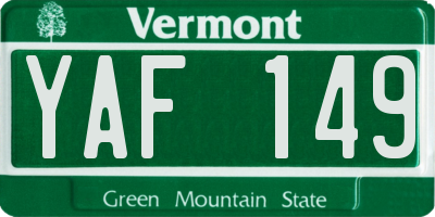 VT license plate YAF149