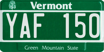 VT license plate YAF150