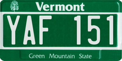 VT license plate YAF151