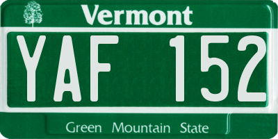 VT license plate YAF152