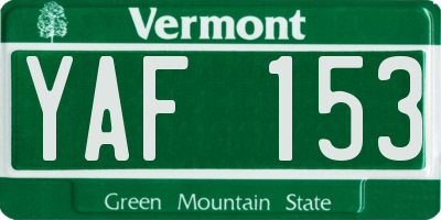 VT license plate YAF153