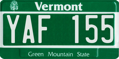 VT license plate YAF155