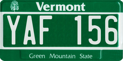 VT license plate YAF156