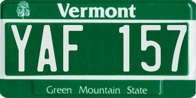 VT license plate YAF157