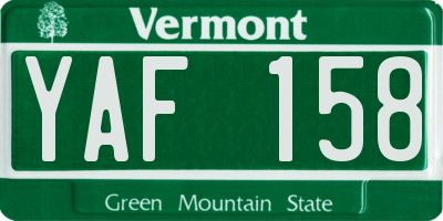 VT license plate YAF158