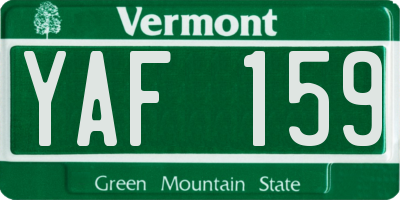 VT license plate YAF159
