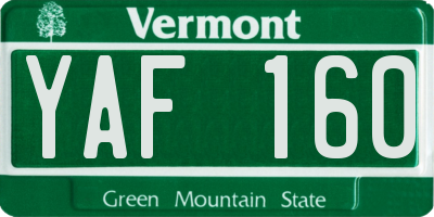 VT license plate YAF160