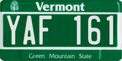 VT license plate YAF161