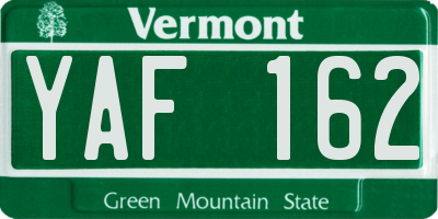 VT license plate YAF162