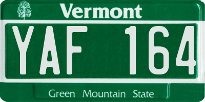 VT license plate YAF164