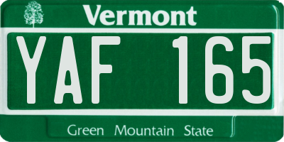 VT license plate YAF165