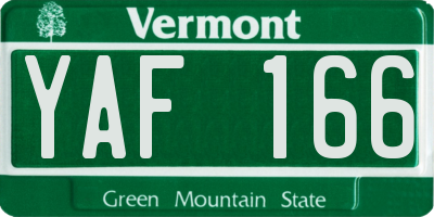VT license plate YAF166