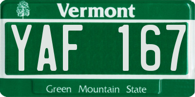 VT license plate YAF167