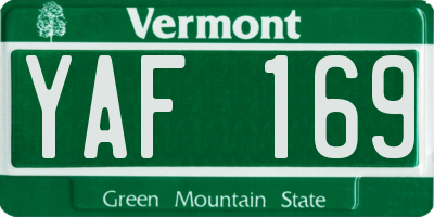 VT license plate YAF169
