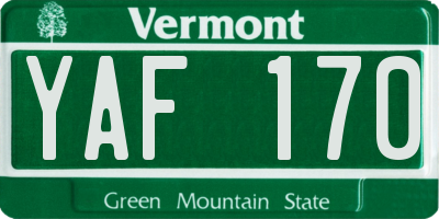 VT license plate YAF170