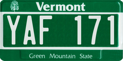 VT license plate YAF171