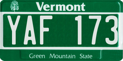 VT license plate YAF173