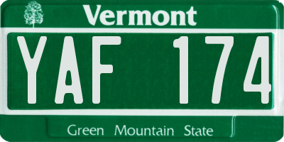 VT license plate YAF174