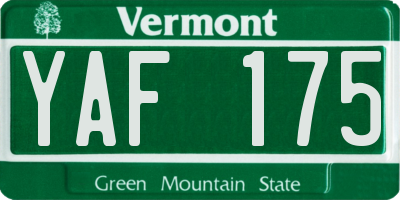 VT license plate YAF175