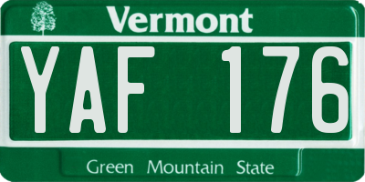 VT license plate YAF176