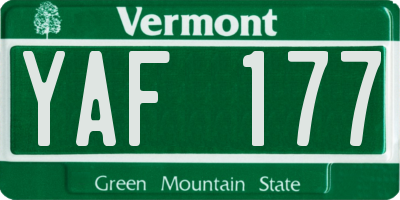 VT license plate YAF177