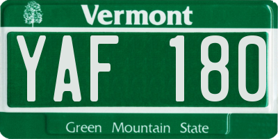 VT license plate YAF180