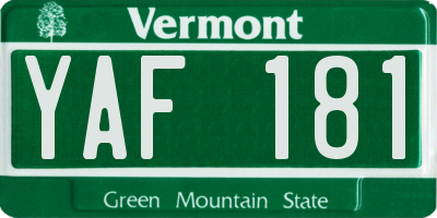 VT license plate YAF181