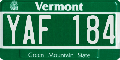 VT license plate YAF184