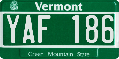 VT license plate YAF186