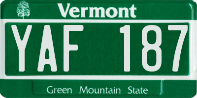VT license plate YAF187