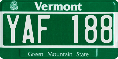 VT license plate YAF188