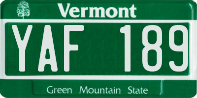 VT license plate YAF189