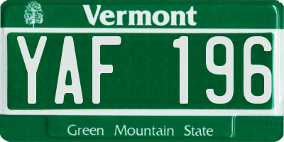 VT license plate YAF196