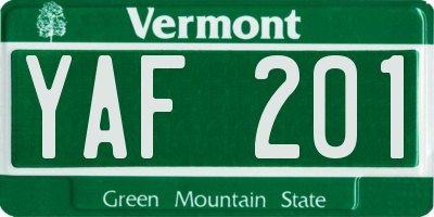VT license plate YAF201