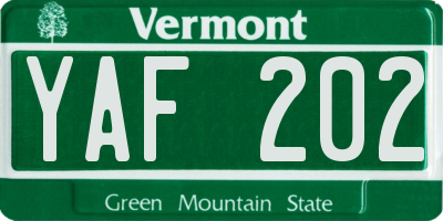 VT license plate YAF202
