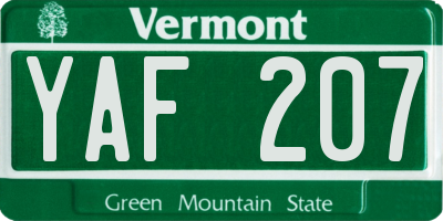 VT license plate YAF207