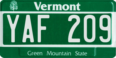 VT license plate YAF209