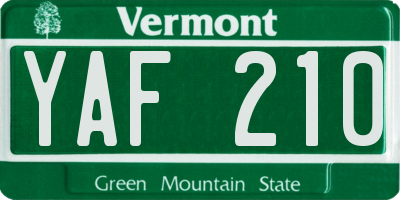 VT license plate YAF210