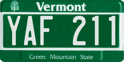 VT license plate YAF211