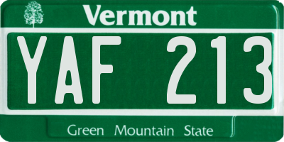 VT license plate YAF213