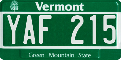 VT license plate YAF215