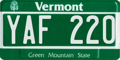 VT license plate YAF220