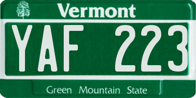VT license plate YAF223