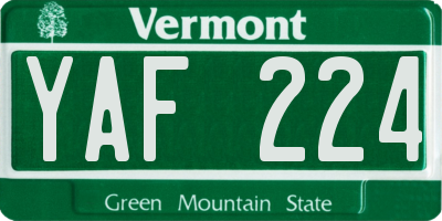 VT license plate YAF224