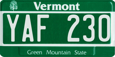 VT license plate YAF230
