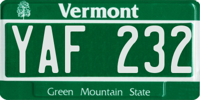 VT license plate YAF232