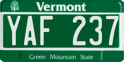 VT license plate YAF237