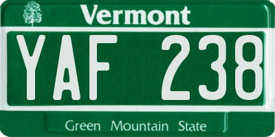 VT license plate YAF238
