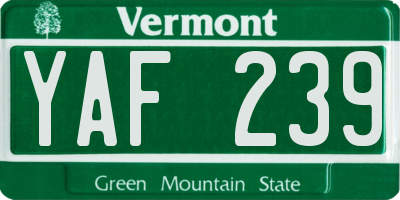 VT license plate YAF239